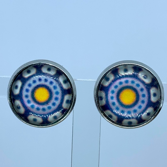 Faux Druzy Stud Stainless Steel Earrings - Picture 1 of 5